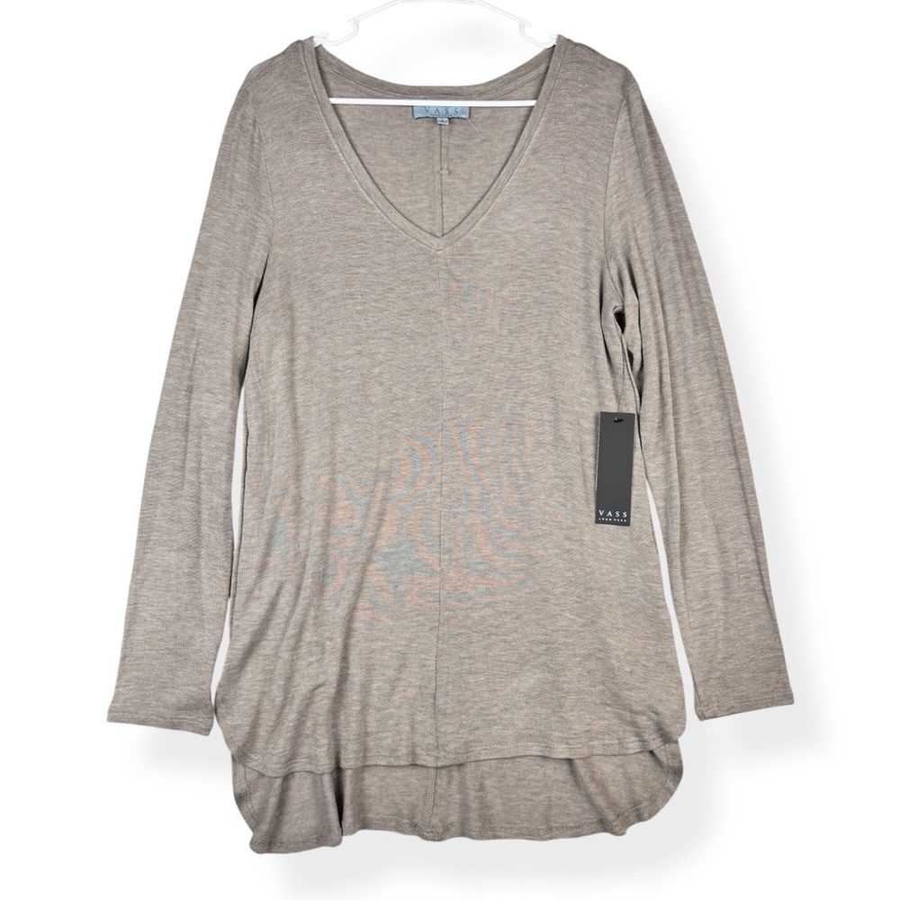 Joan Vass Sweater Womens L Large‎ Oatmeal Heather Lightweight Knit Sweater NWT